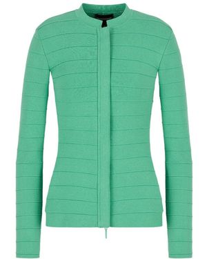 Emporio Armani Round-Neck Ribbed Cardigan - Green