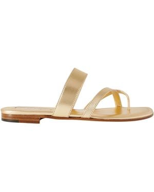 Manolo Blahnik Round Head Flat-Soled Sandals - Metallic