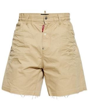DSquared² Distressed-Finish Frayed Hem Shorts - Natural