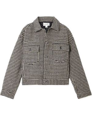 FRAME Houndstooth Tweed Casual Jacket - Grey