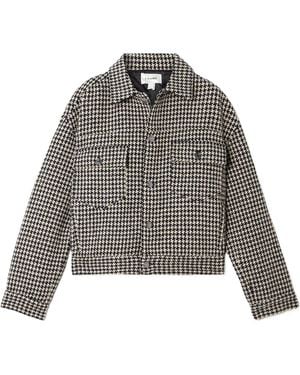 FRAME Houndstooth Tweed Casual Jacket - Gray