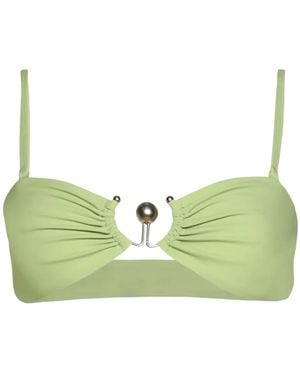 Christopher Esber Orbit Gathered Bikini Top - Green