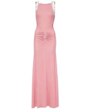 Rabanne Embellished Ruched Velvet Gown - Pink