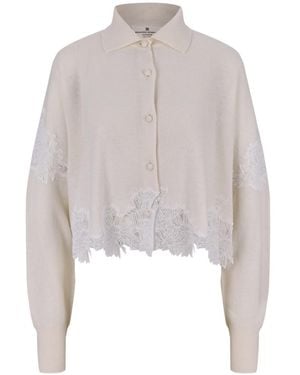 Ermanno Scervino Batwing Sleeve Cashmere Knit Sweater - White