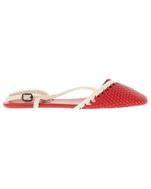 Hereu Rondaia Woven Asymmetrical Sandals - Red