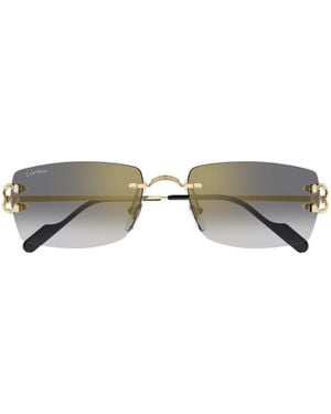 Cartier Rectangular Rimless Sunglasses - Metallic