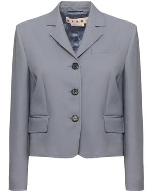 Marni Single-Breasted Cropped Blazer - Blue