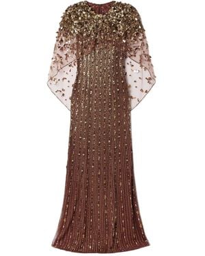 Jenny Packham Embellished Sequined Tulle Gown - Brown