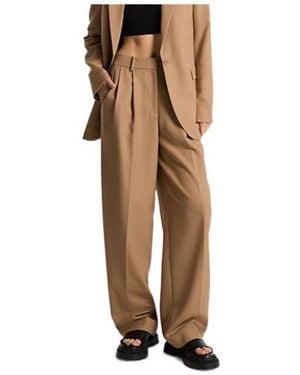 MICHAEL Michael Kors Pleated Wide-Leg Trousers - Brown