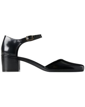 The Row Penelope Ankle-Strap Leather Pumps - Black