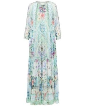 CAMILLA Crystal-Embellished Silk Maxi Dress - Blue