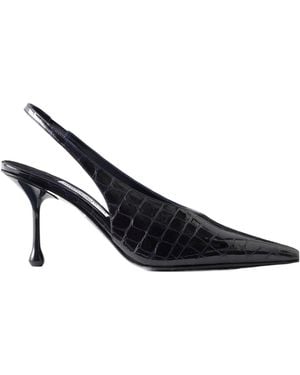 Jimmy Choo Croc-Effect Leather Slingback Court Shoes - Blue