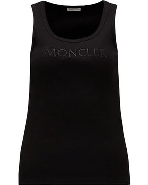 Moncler Logo Embroidered Ribbed Tank Top - Black