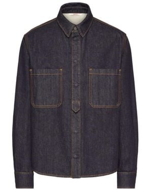 Valentino Logo-Patch Denim Shirt - Blue