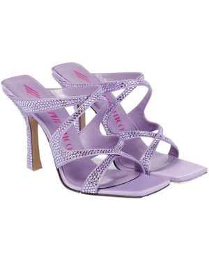 The Attico Flora Embellished Satin High-Heeled Sandals - Purple