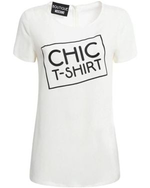 Moschino Logo Printed Pattern T-Shirt - White