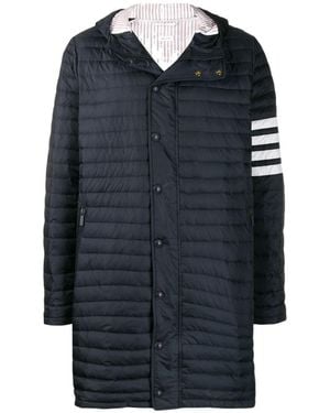 Thom Browne 4-Bar Hooded Down Coat - Blue