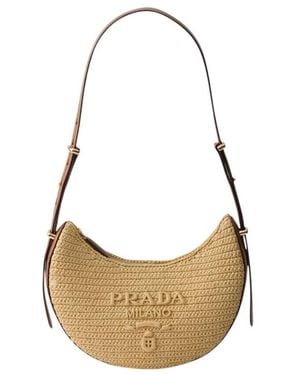 Prada Arqué Small Crochet And Leather Bag - White