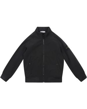 Stone Island Junior Logo Patch Zip-Up Coat - Black