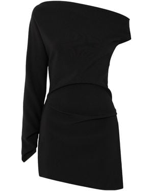 Maticevski One-Shoulder Stretch Crepe Mini Dress - Black