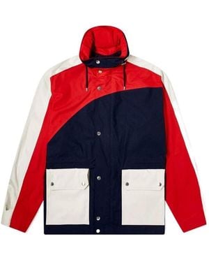 KENZO Long Color Block Parka Jacket - Red
