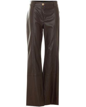 Liu Jo Faux Leather Wide-Leg Pants - Brown