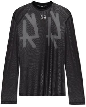 44 Label Group Logo Printed Semi-Sheer Long-Sleeved T-Shirt - Black