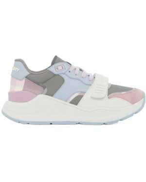 Burberry Low-Top Paneled Sneakers - Gray