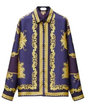 Versace Printed Silk Twill Shirt - Blue