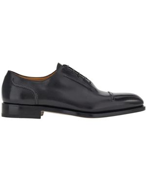 Ferragamo Logo Leather Shoes - Black