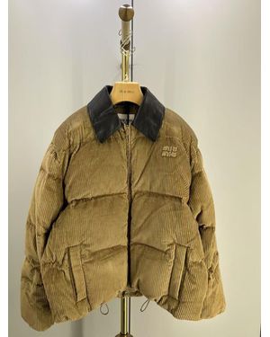 Miu Miu Medium-Weight Corduroy Down Jacket in Brown | Lyst