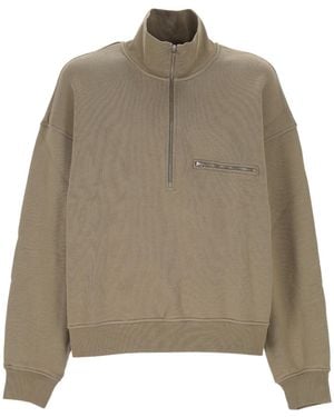 Agolde Pavillion Half-Zip Chest-Pocket Sweatshirt - Natural