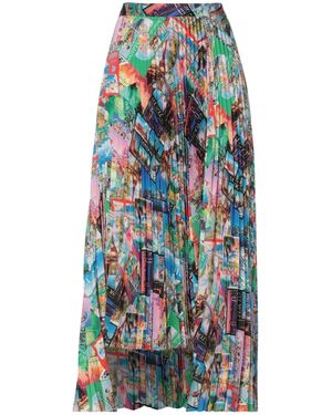 Balenciaga Printed Pleated Skirt - Blue