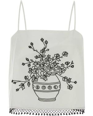 Bode Rosebloom Floral-Print Tank Top - White