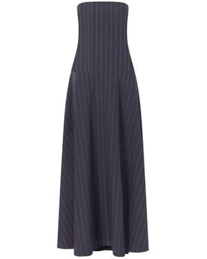 St. Agni Strapless Open-Back Striped Cotton-Blend Maxi Dress - Blue