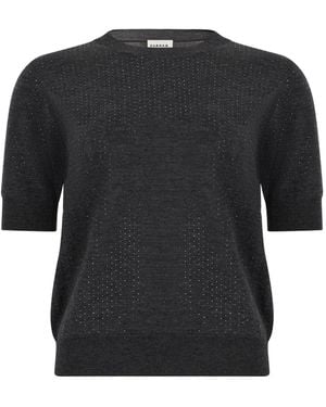 P.A.R.O.S.H. P.A.R.O..H. Rhinestone Short Sleeve Sweater - Black