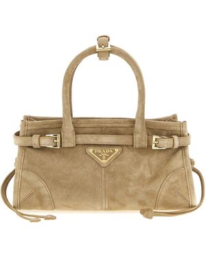 Prada Mini Bonnie Suede Tote Bag - Metallic