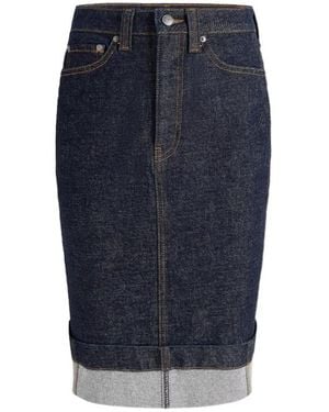KHAITE Kendra Cuffed Denim Skirt - Blue