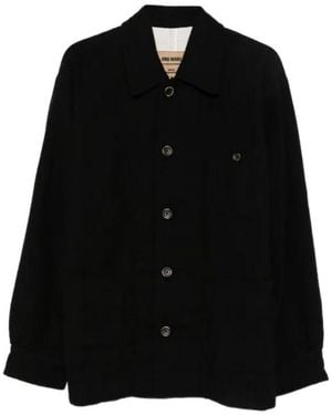 Uma Wang Button-Fastening Patch-Pocket Jacket - Black