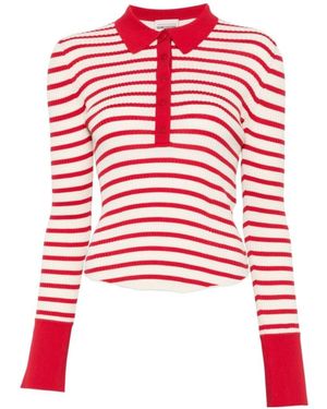 Semicouture Striped Buttoned Polo Shirt - Red