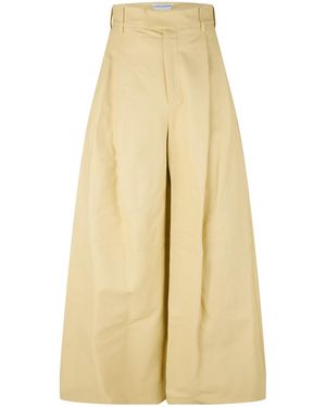 Bottega Veneta Solid Colour Leather Trousers - Natural