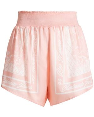 Balmain Scarf-Print High-Waist Shorts - Pink