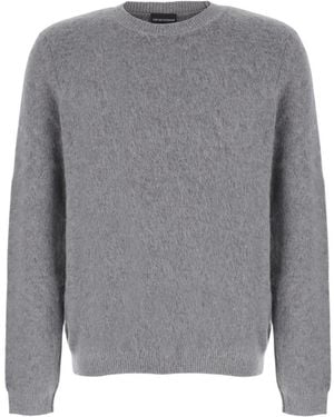 Emporio Armani Brushed Crew Neck Jumper - Grey