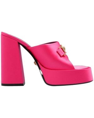 Versace Medusa Embellished Slip-On Sandals - Pink