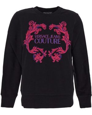Versace Jeans Couture Barocco Logo-Print Cotton Sweatshirt - Blue