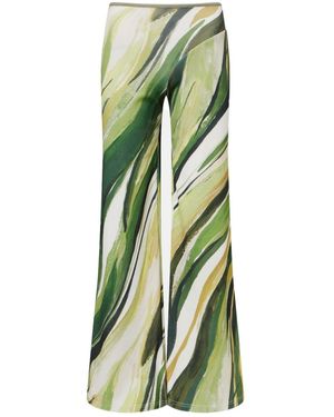 Christopher Esber Printed Ribbed-Knit Jersey Wide-Leg Pants - Green
