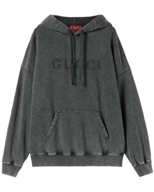 Gucci Printed Double-Layer Knit Sweatshirt - Gray