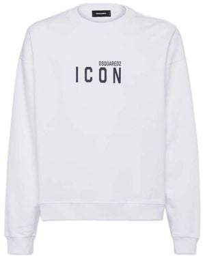 DSquared² Icon Logo Printed Crewneck Sweatshirt - White