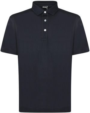 ZEGNA Short Sleeved Half-Button Polo Shirt - Blue