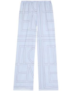 TOTEME Cotton-Blend Pajama Pants - Blue